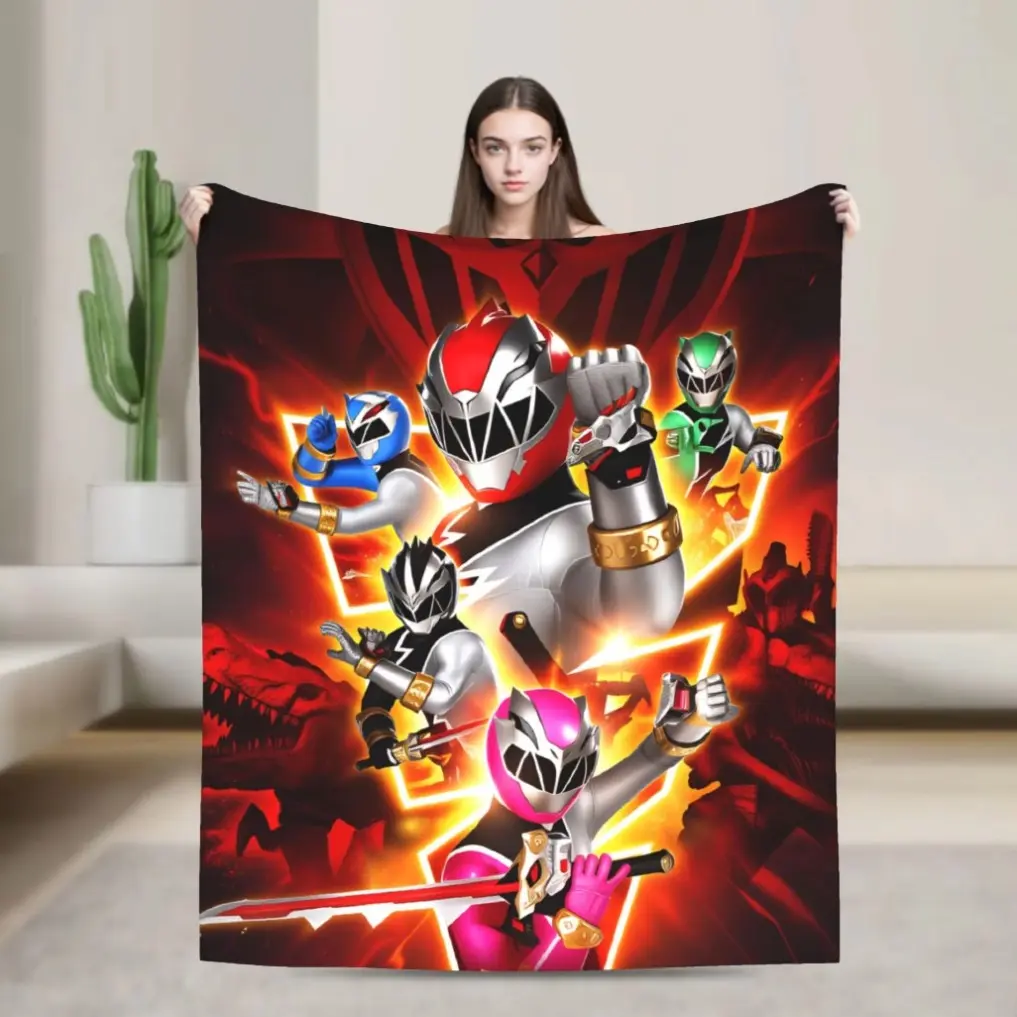 Mighty Morphin Power Rangers Cartoon Decorative Flannel Throw Blanket, Super Warm Soft Plush Bedspread for Kids & Adults, Cozy Movie Night Essentials, Retro 90s Nostalgia Room Decor, Perfect Graduation & Birthday Present