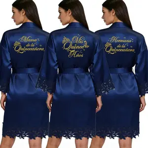 Elegant Lace Quinceañera Celebration Gown Mis Quince Años Robe Girls 15th Anniversary Bathrobe for Birthday Party