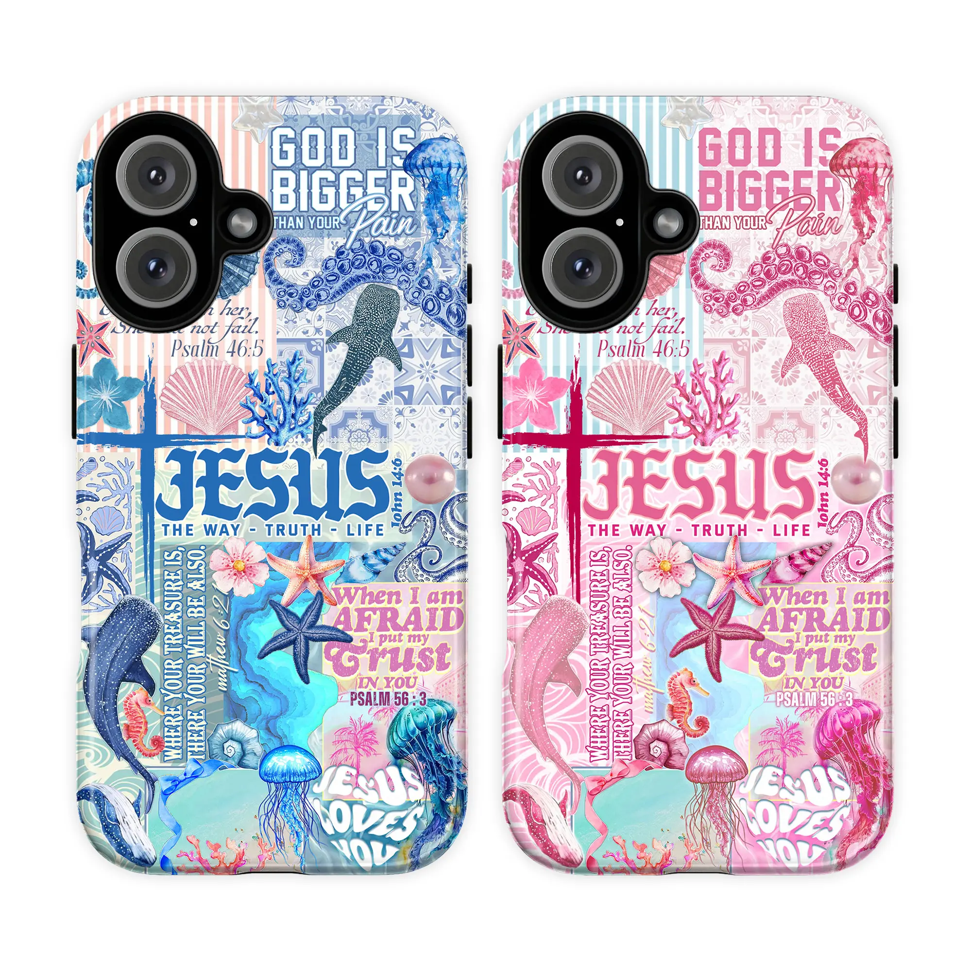Coastal Life Summer Phone Case for Christian, Bible Verse Phone Case for IP  17 16 15