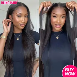 Bling Hair Glueless Wig 9x6 7x5 6x4 Real Human Hair Wigs 150% Density Bone Straight Wig HD Transparent Pre Cut Lace Closure Wig Easy To Go No Glue Need Natural Color
