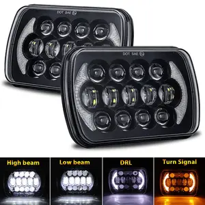 5x7 7x6 LED Headlights, H6054 LED Headlights Hi/Low Beam DRL Amber Turn Signal,Compatible with Wrangler YJ XJ Cherokee Truck Van, 2PCS