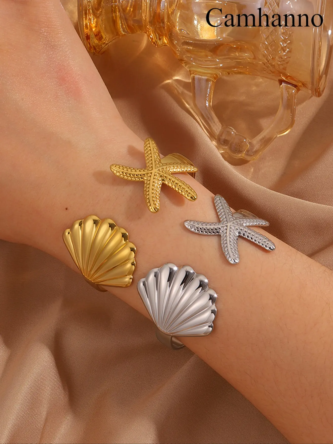 Elegant Stainless Steel Bracelet, Classic Shell Star Design, Unisex Fashion Accessory, Perfect Gift for All Occasions, Jewellery