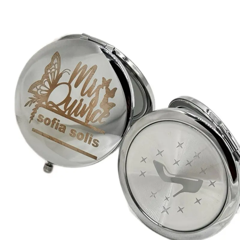 12pcs Personalized Quinceañera Makeup Mirrors - Single Item Quinceañera Favors, Free Bags