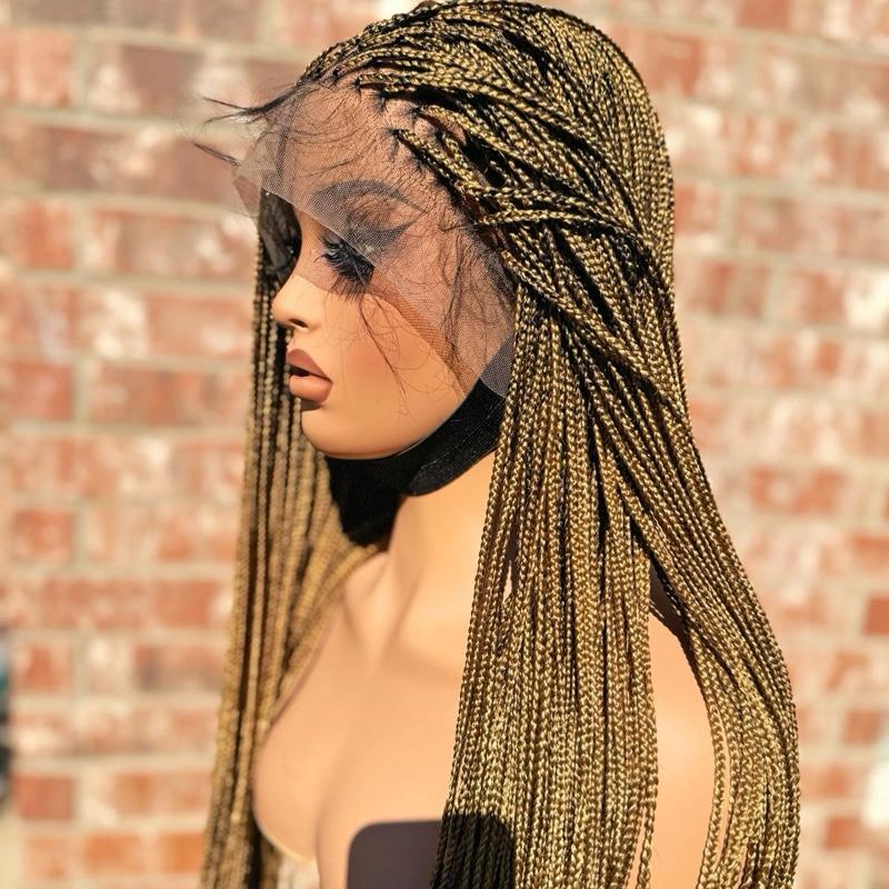 Micro Knotles braids made with fiber lace. Made with a 360 full lace in color 27 available in 30 inches