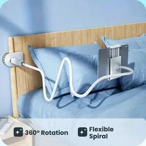 360 Degree Rotating Tablet and Phone Stand, Adjustable Bedside Mount, Flexible Spiral Base, Perfect Bedside Companion for Tablets and Smartphones, Tablet Holder