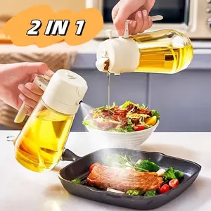 470ML Olive Oil Sprayer Dispenser for Cooking BBQ 2 in 1 Glass Oil Vinegar Soy Sauce Spray Kitchen Oil Bottle for Air Fryer Dual Functionality Food-Grade Materials Ergonomic Handle Design