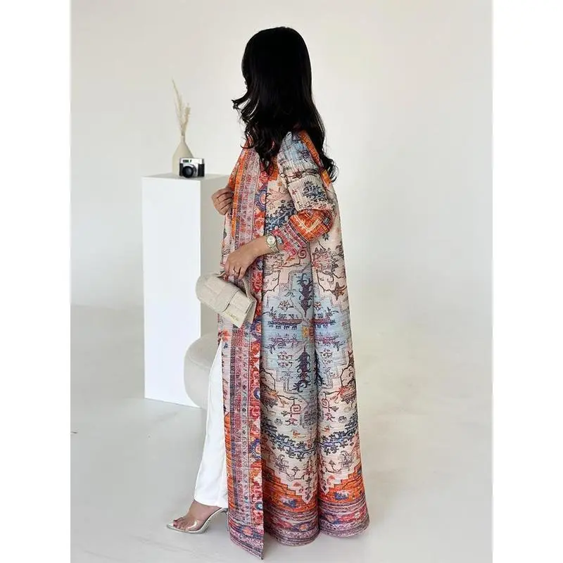Dubai Abaya Luxury Evening Coat For Women Formal Robe Eid Abaya Ramadan 2025 Female Pleated Cardigan Long Sleeve Trench Coats Dubai Abaya Luxury Evening Coat For Women Formal Robe Eid Abaya Ramadan 2025 Female Pleated Cardigan Long Sleeve Trench Coats