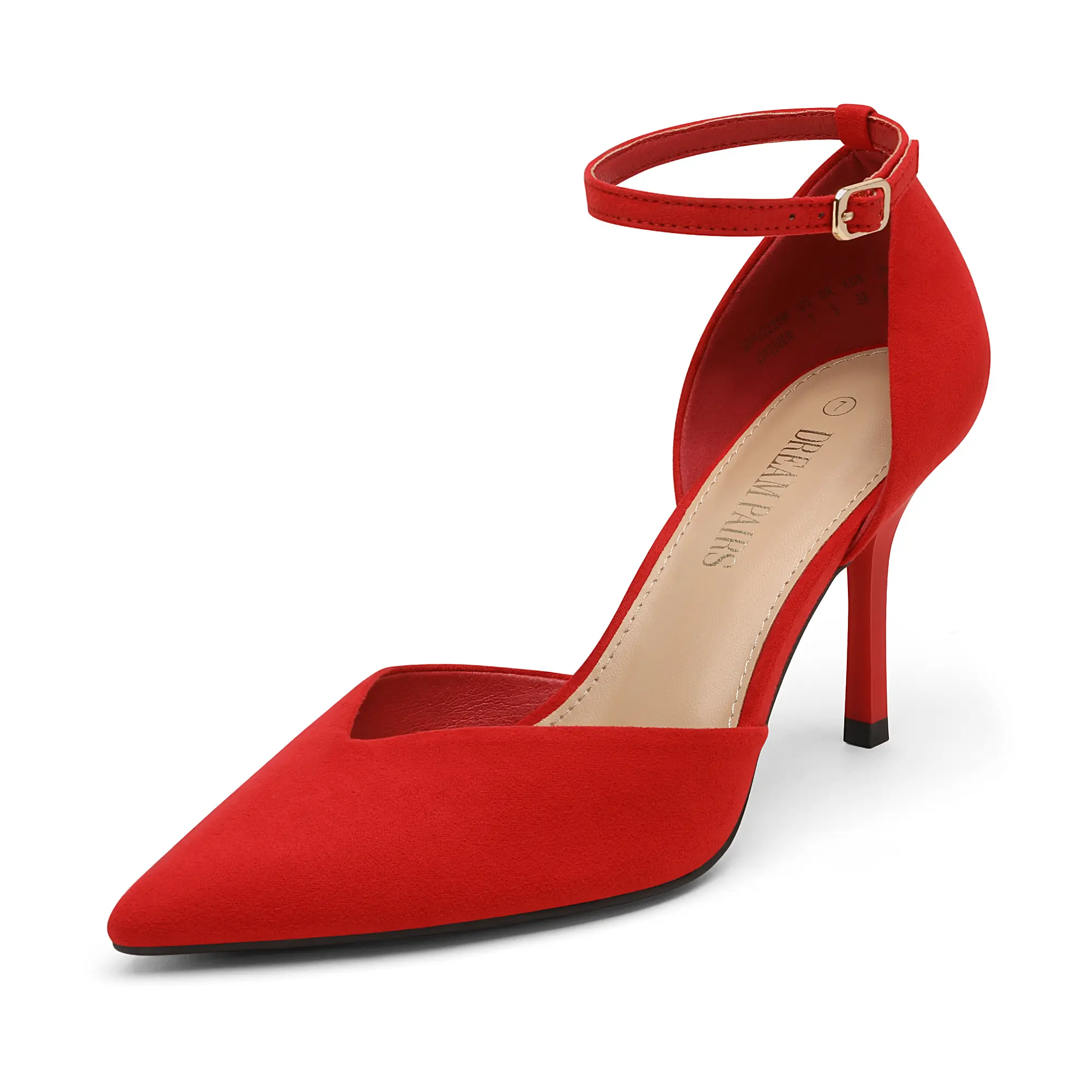 DREAM PAIRS Women's Padded Pointed-Toe Stiletto High Heels for Women, Ankle-Strap 3.3" Heeled Shoes for Parties, Dates