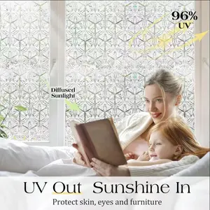 Window Privacy Film Colorful Glass Window Sticker Reusable Decorative UV Sun Protection Adhesive Film Suitable for Windows Office Bathroom