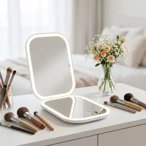 Ultra-thin Foldable Cosmetic Mirror With Light Tricolour Light Convenient HD Luminous