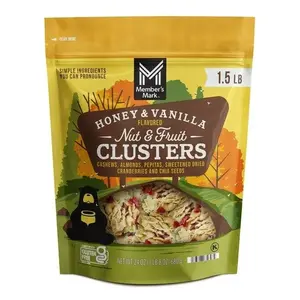 Member's Mark Honey Vanilla Nut and Fruit Clusters 24 oz Sweet Crunchy Delight with Cashews Almonds Pepitas Cranberries & Chia Seeds Gluten Free Snack