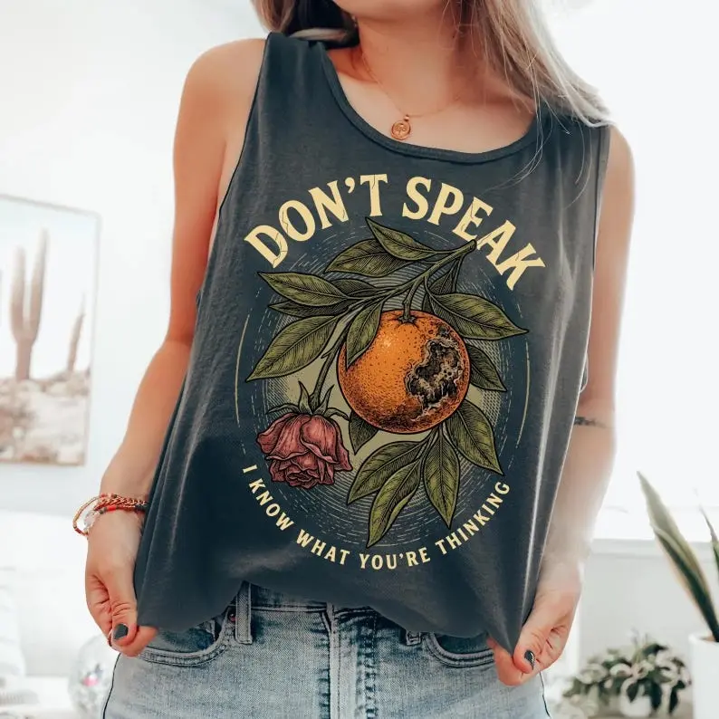 Comfort Color Don't Speak Graphic Vintage Tank Top, 90s Rock Unisex Tank Shirt, No Doubt Band Shirt