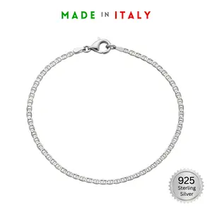 925 Sterling Silver 2.5mm Flat Mariner Link Bracelet 8 inch Made in Italy (1.85g)