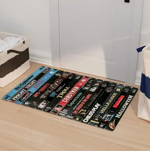 Retro Horror VHS Rug – Non-Slip Movie Mat for Living Room, Bedroom & Game Room | Vintage Film Decor, Plush Washable Carpet
