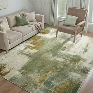 Modern Abstract Faux Cashmere Area Rug , Distressed Vintage Flower Carpet | Non-Slip Machine Washable Stain-Resistant | 5x7/6x9ft for Living Room, Bedroom & Dining Room