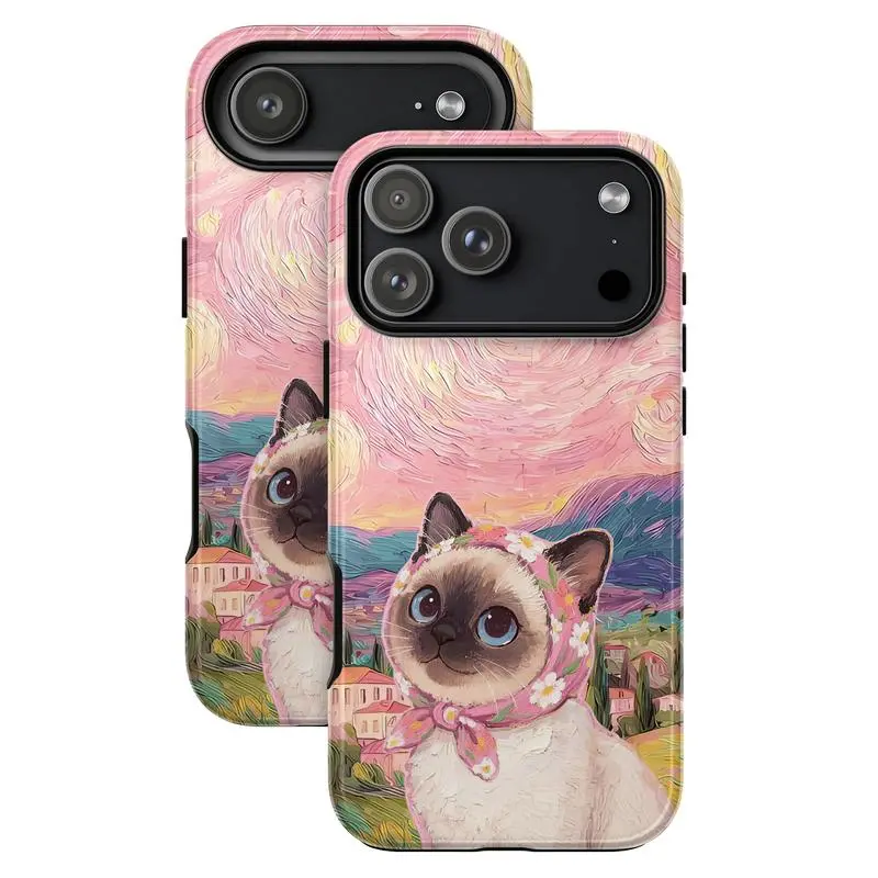 Vintage Cute Cat Phone Cases - Decorative Scarf, Flower Designs, Protective Bubble Suction Casing, Scratch Guard for iPhone, Samsung Devices, Mobile Phone Accessories with Protection