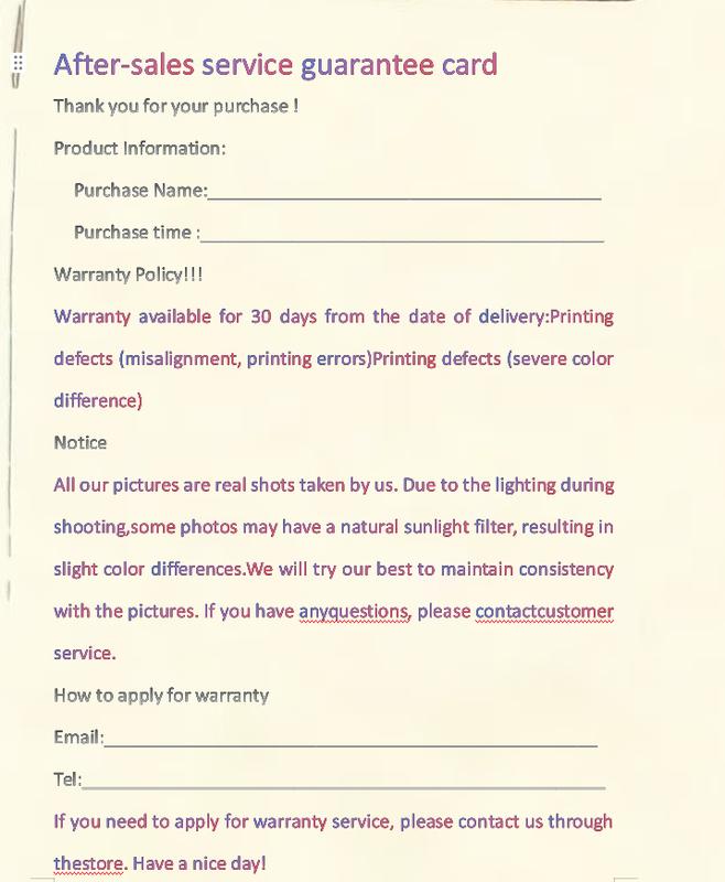 After-sales Service Guarantee Card 30 Days Warranty for Printing ...