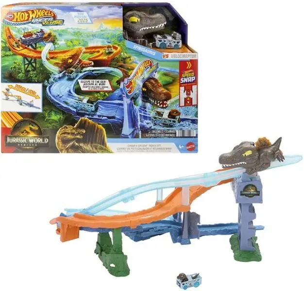 Hot Wheels Racerverse Jurassic World: Rebirth Crash & Splash Track Set  [COLLECTIBLES] Toy Car