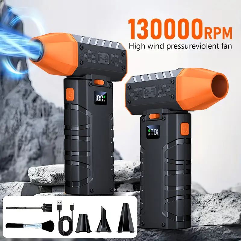 130000 RPM High Wind Pressure Violent Fan with Digital Display and Multiple Attachments for Enhanced Performance