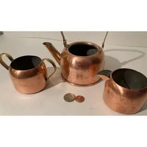 3 Vintage Copper and Metal Sugar, Cream, More, Kitchen Decor, Table Display, Shelf Display, These Can Be Shined Up Even More
