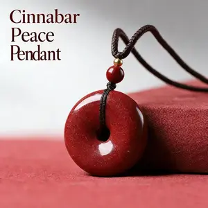 Cinnabar Ping An Buckle Pendant | Traditional Chinese Amulet for Protection & Good Fortune | healing jewelry,good luck pendant | Birth Year, Daily Wear, Gift for Friends, Couples, perfect family gift