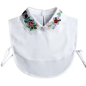 Embroidery Fakes Collar Women Cotton Detachable White Collar Dickey Half Shirts, Detachable White Collar One Size Can Be Paired With Various Jackets Suitable For Business, Gatherings, And Various Occasions Not Deformed And Easy To Clean