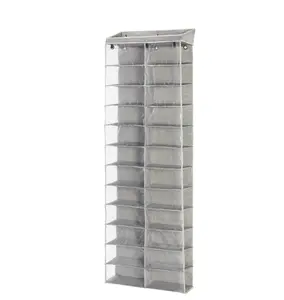 24-Shelf Polyester Cotton Shoe Organizer for Over the Door Closet