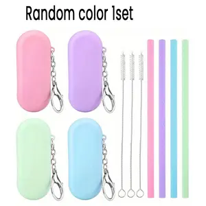 Reusable Silicone Straw with Storage Box, Foldable Portable Drinking Straw, Ideal for Travel, Parties, and Learning