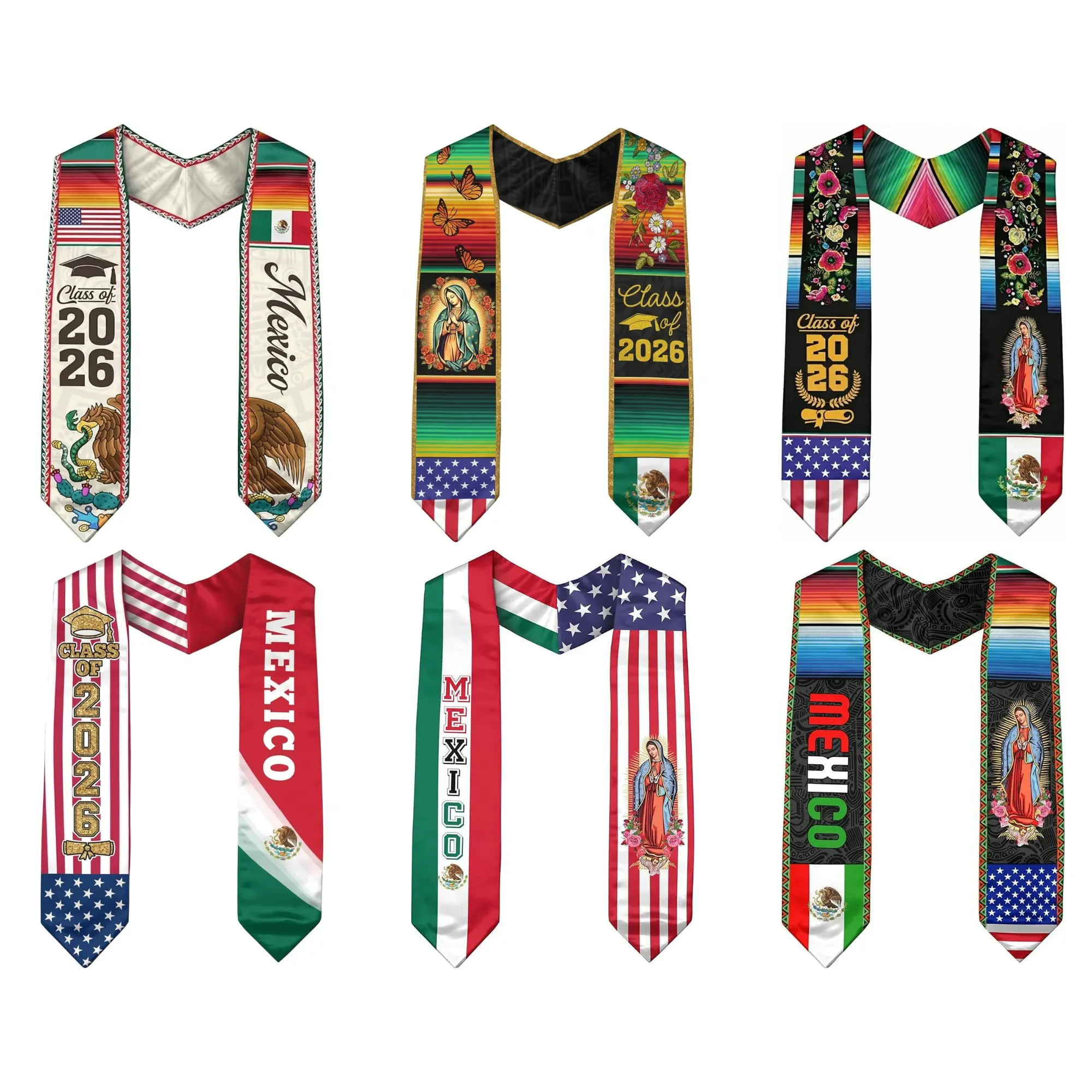 Mexican Graduation Sash, Mexico Graduation Stole 2026,Mexican American Flag Graduation Sash gift for friends