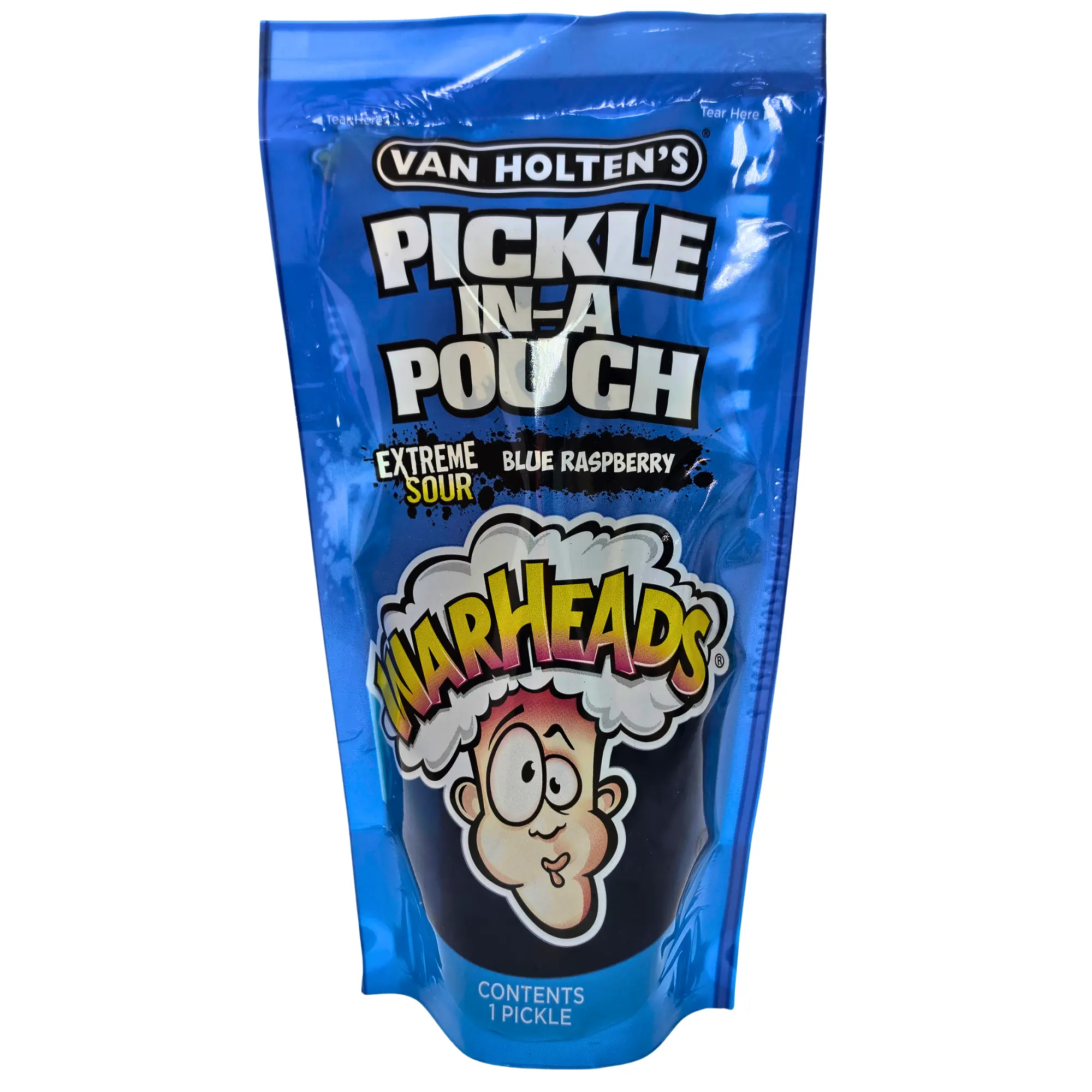 Van Holten's Intensely Sour Blue Raspberry Flavored Pickle in a Pouch - Vinegar-Brined Pickles, Natural Ingredients, Viral Snack