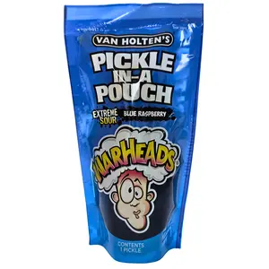 Van Holten's Warheads Extreme Sour Blue Raspberry Pickle In A Pouch - Viral Sour Pickle Snack