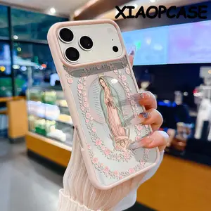 Virgin Mary pattern Phone Cases for iPhone 17 Pro Max Air 16 15 14 Pro Max 13 12 11 Plus Smartphone Shockproof Protection Cover Cellphone Protective magsafe magnetic case Aesthetic Resistance Casing Protector