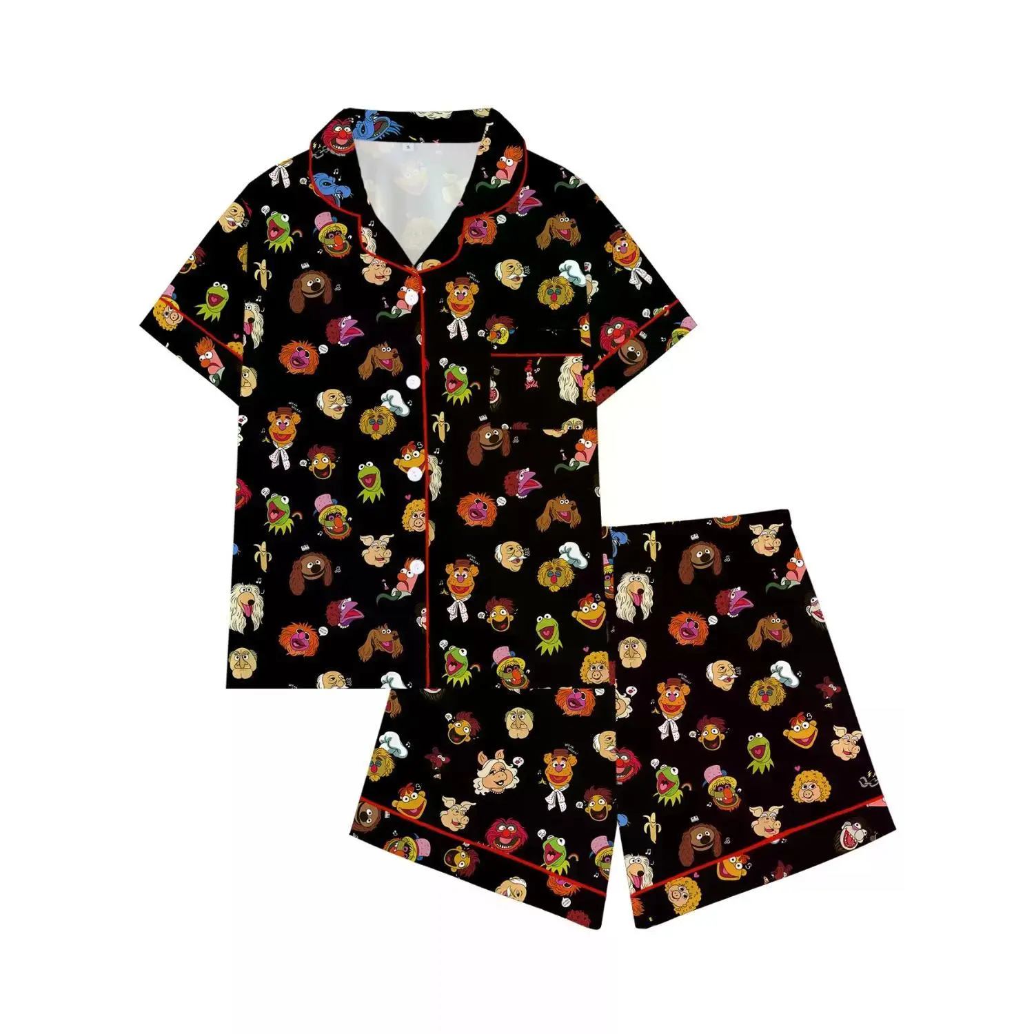 The Muppet Show Cartoon Pajama Set: Relaxed Short Sleeve Loungewear for Sleep, Lounge, and Celebration - Ideal Gift