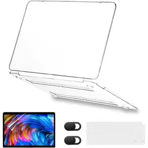 Compatible with MacBook Air 13 inch Case (Models: A1369/A1466, Older Version 2010-2017 Release), Plastic Hard Case+Keyboard Cover+Screen Protector+Webcam Cover,  Clear
