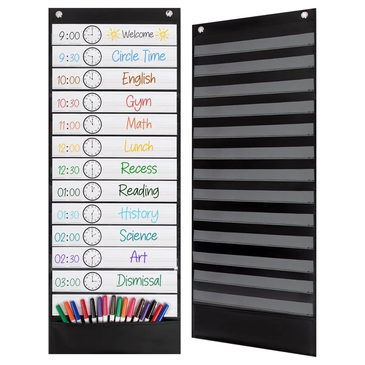 13 Pocket Daily Schedule Chart – Reusable Visual Planner for Kids & Classroom Learning