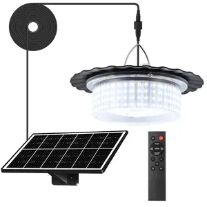 Solar Pendant Light with Motion Sensor, 224 LED Bulbs, 5 Modes Waterproof Floodlight, Remote Control, Outdoor Security Lamp