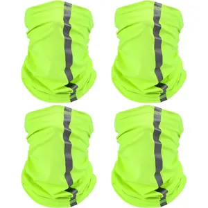 4 Pcs Neck Gaiter for Men Reflective Face Mask Cover, UV Sun Protection Neon Balaclava High Visibility Bandana