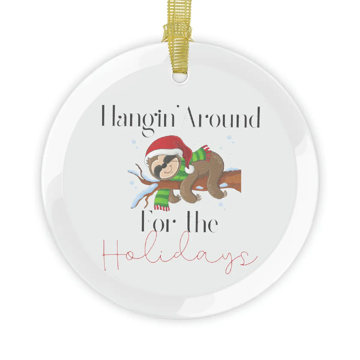 Sloth Cute Christmas Ornament Glass