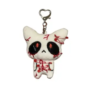 Halloween Horror Plush Keychain Creepy Bloody Monster Doll Goth Bag Charm Scary Accessories for Backpack Cosplay Party Decor