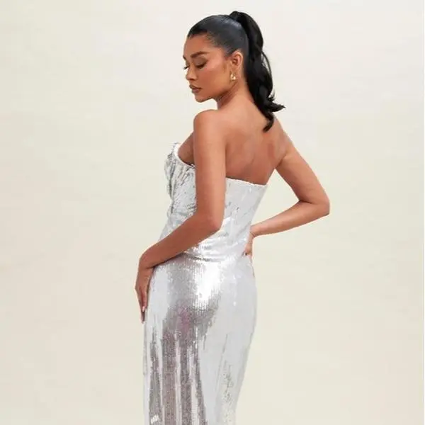 Silver Stunner Sequin Dress - Elegant Sequin Design for Parties Weddings &  Formal Events Comfortable Fit in Beautiful Silver Color High-Quality  Material - TikTok Shop