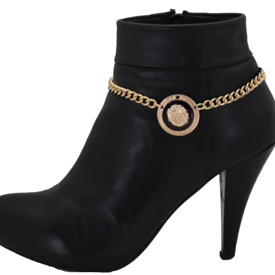 Women Western Fashion Jewelry Gold Metal Boot Chain Bracelet Shoe Anklet Lion Coin Charm