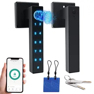 All-in-One Smart Door Lock with Handle | Home Security Fingerprint and Password Lock | Convenient and Secure for Home Use | Easy Installation | Perfect Holiday Gift