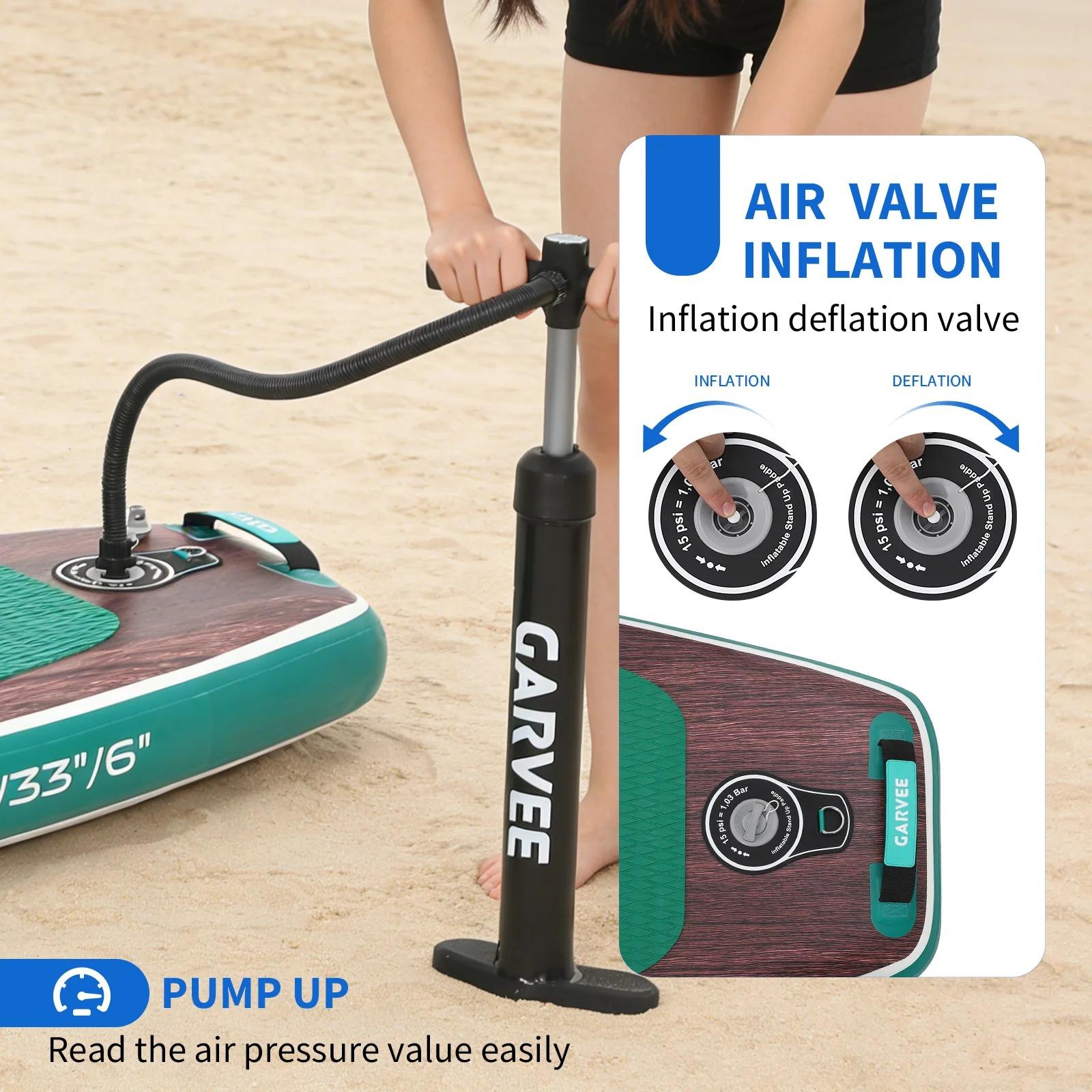 [TOP RATED - FLASH SALE] Garvee Inflatable Stand Up Paddle Board 11' x 33" with Accessories, Ultra-Light Deep Wood Style, Wide Non-Slip Deck, Triple Fin, Beginner-Friendly All-Around SUP – Deep Wood