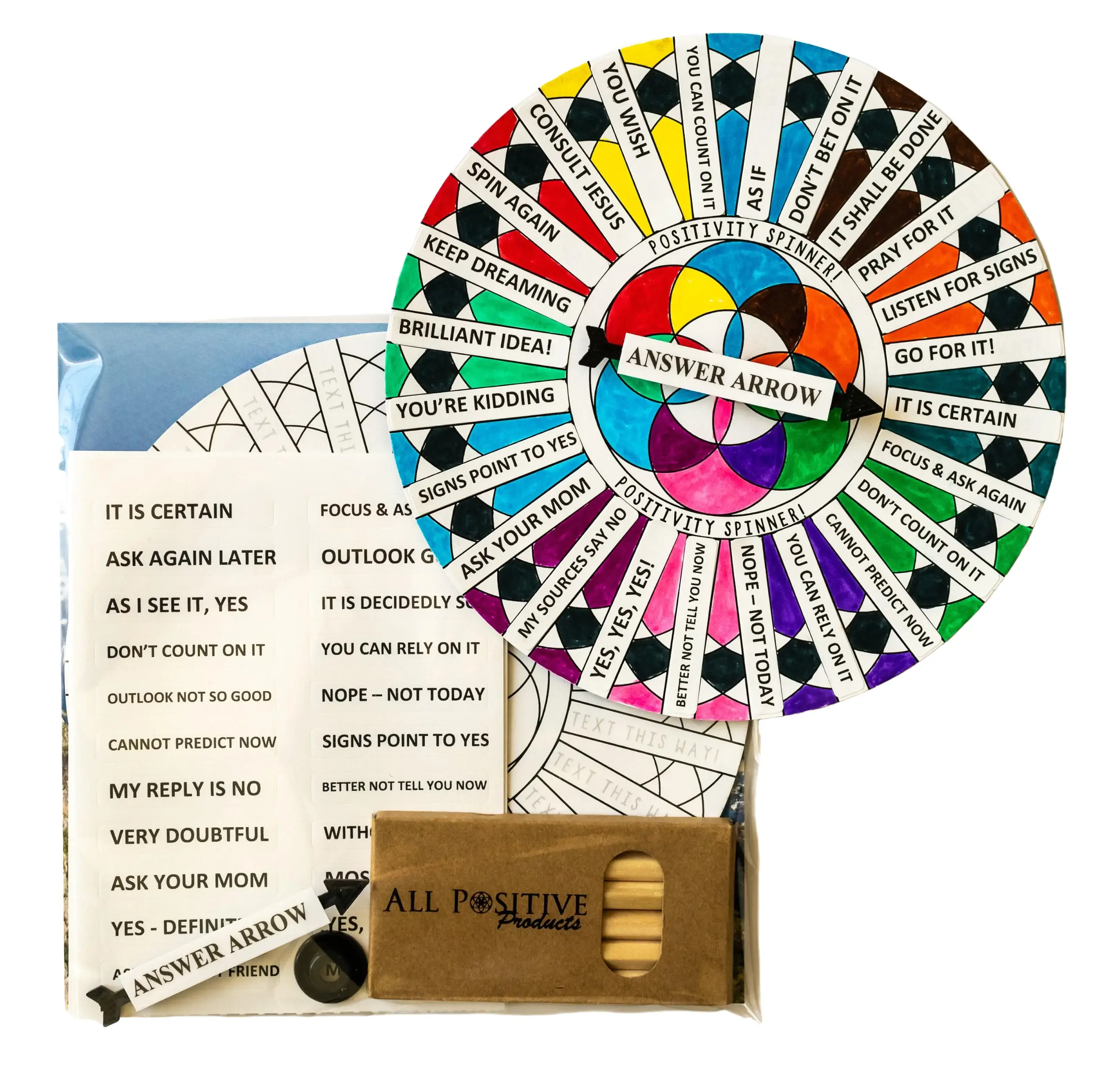 All Positive Products Question & Answer Game Craft Activity Spinner Answer Arrow Magic 8 Ball Spinner Decision Maker Wheel of Fortune Tablegame