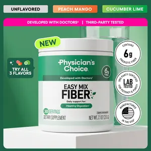 Physician's Choice Easy Mix Fiber Powder - Natural Soluble Prebiotic Fiber Supplement for Regularity, Digestion & Gut Health - No Clumping or Grit