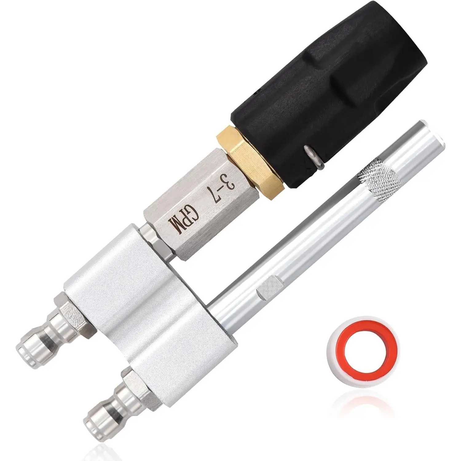 2 in 1 Downstream Soft Wash  Nozzle, M5 Twist Nozzle Shooter Tips, 0-60? Adjustable  , for 1700 to 6000 PSI, 3 to 7 GPM  Washer, with 1/4 inches Quick Connect