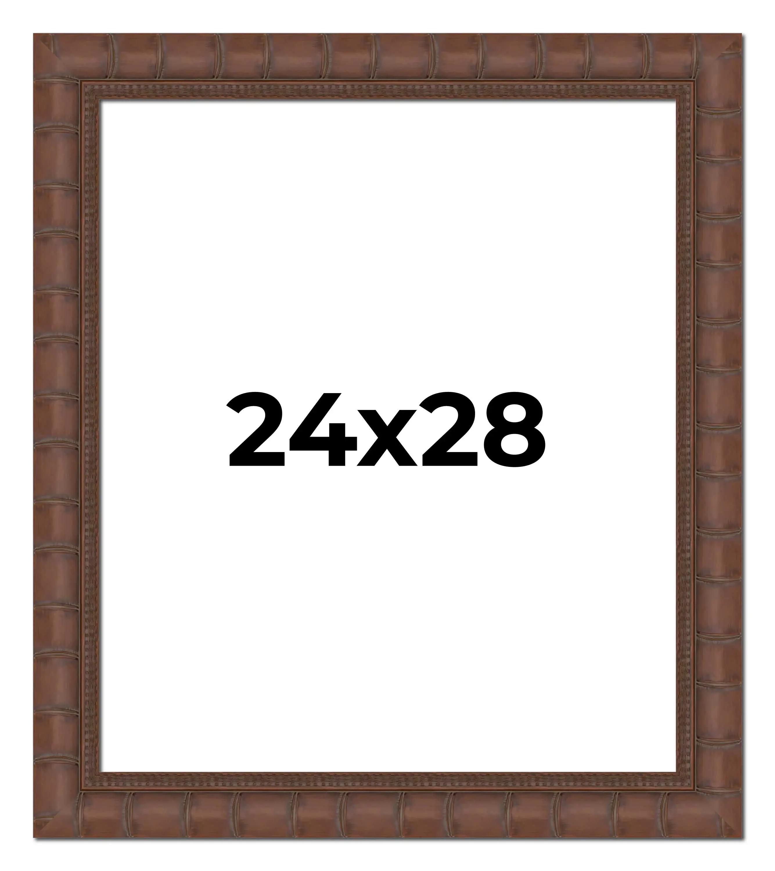 24x28 Brown Wide Bamboo Picture Frame - UV Acrylic, Foam Board Backing, Hanging Hardware