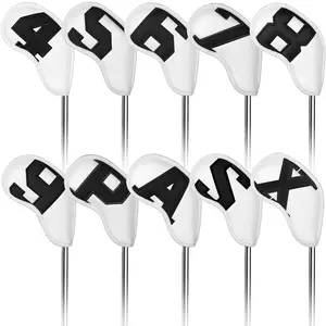 Craftsman Golf Classic Iron Headcovers Set, 10-Piece with Black Numbered Covers, Soft Protection for Irons