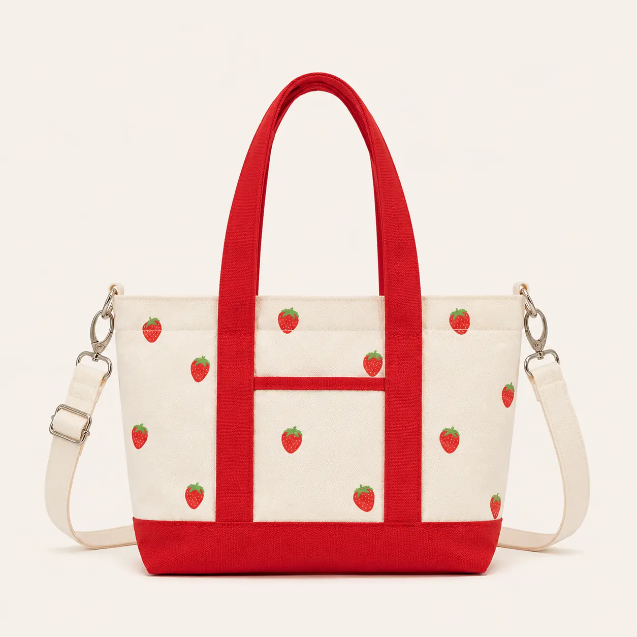 Women's 2-Tone Tote Bag Strawberry Print