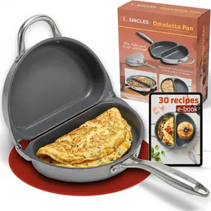 Double Sided Non-Stick Omelette Maker, 3004 Aluminum Flip Lock Egg Pan, Induction Compatible, Dishwasher Safe, PFOA Free, Comes with Spatula & Recipe eBook